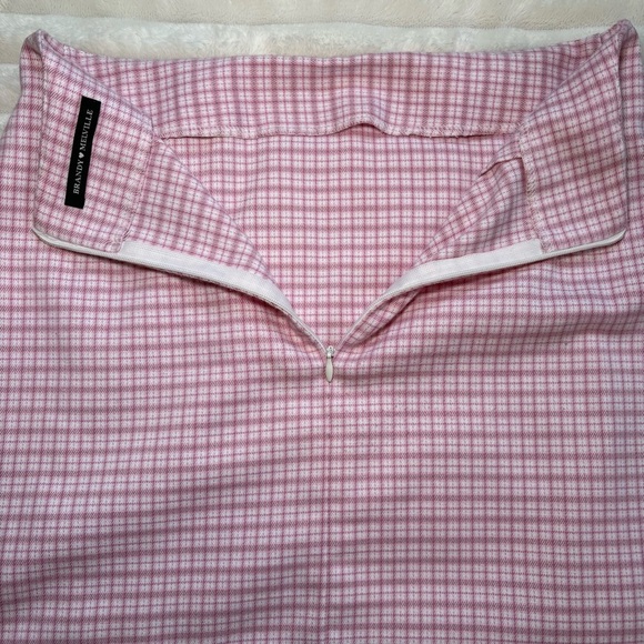 Brandy Melville High Waist Mini Pencil Skirt Pink and White Plaid - Picture 6 of 10